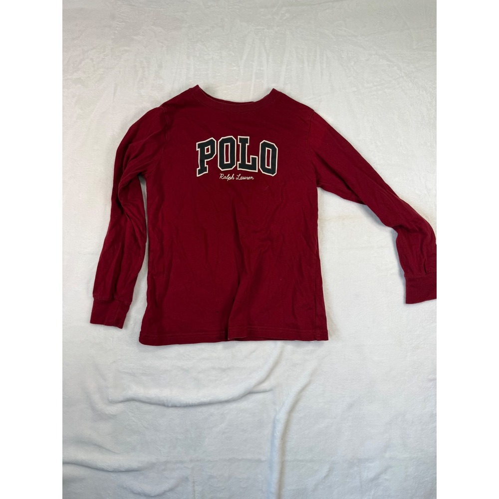 Polo Ralph Lauren Long Sleeve T-Shirt 7 Burgundy Varsity Logo Kids